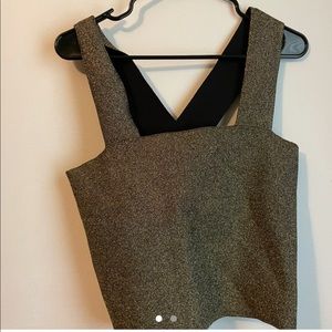 Gold sparkly cross back party tank